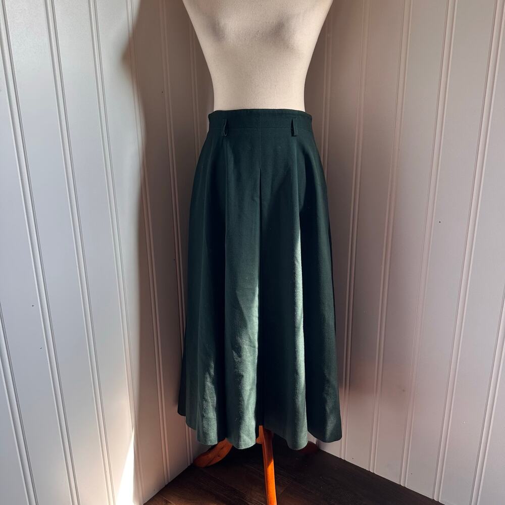 Vintage 90s Wool Green Maxi Skirt 10